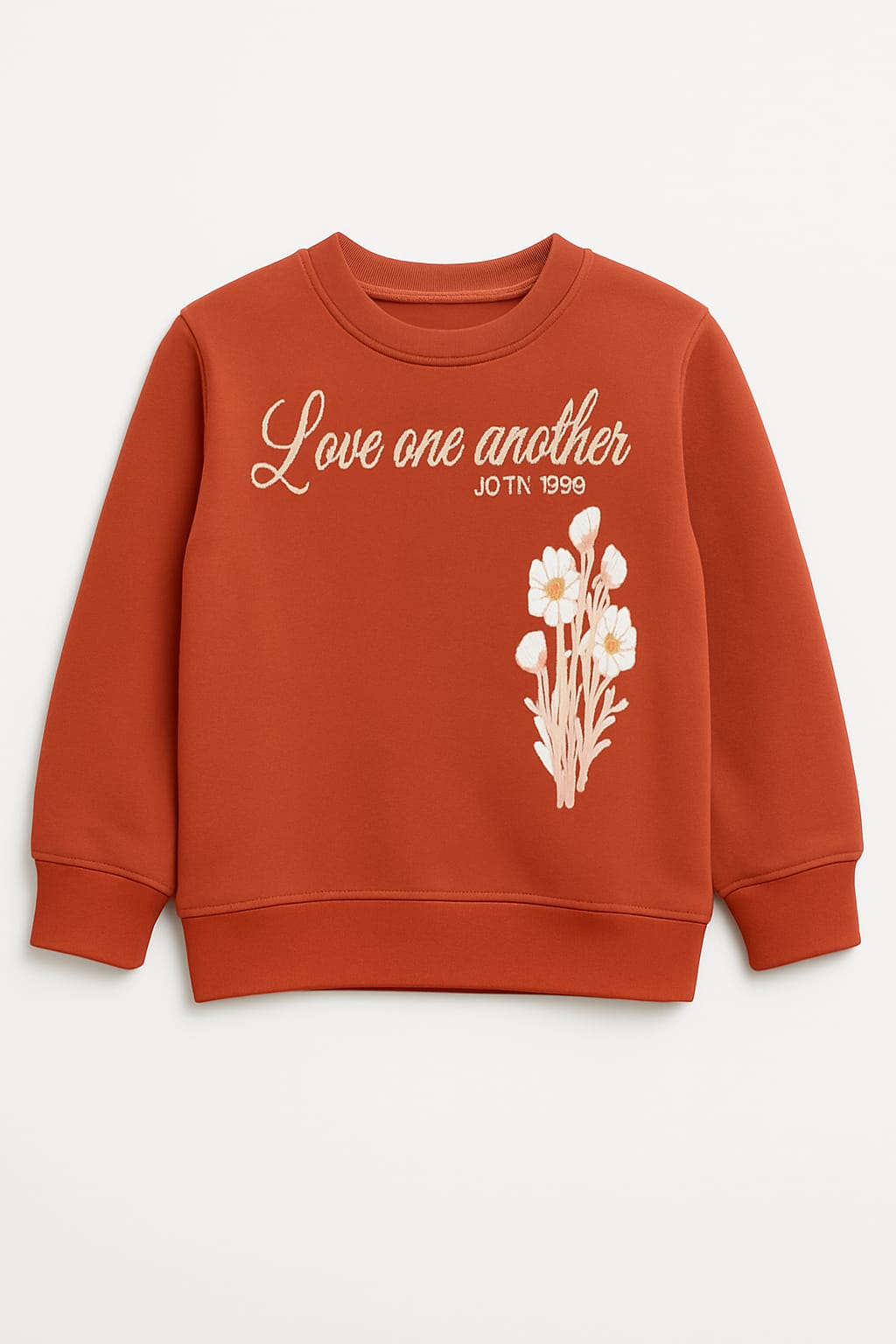 Kids “Love One Another” Sweatshirt – Rust Orange